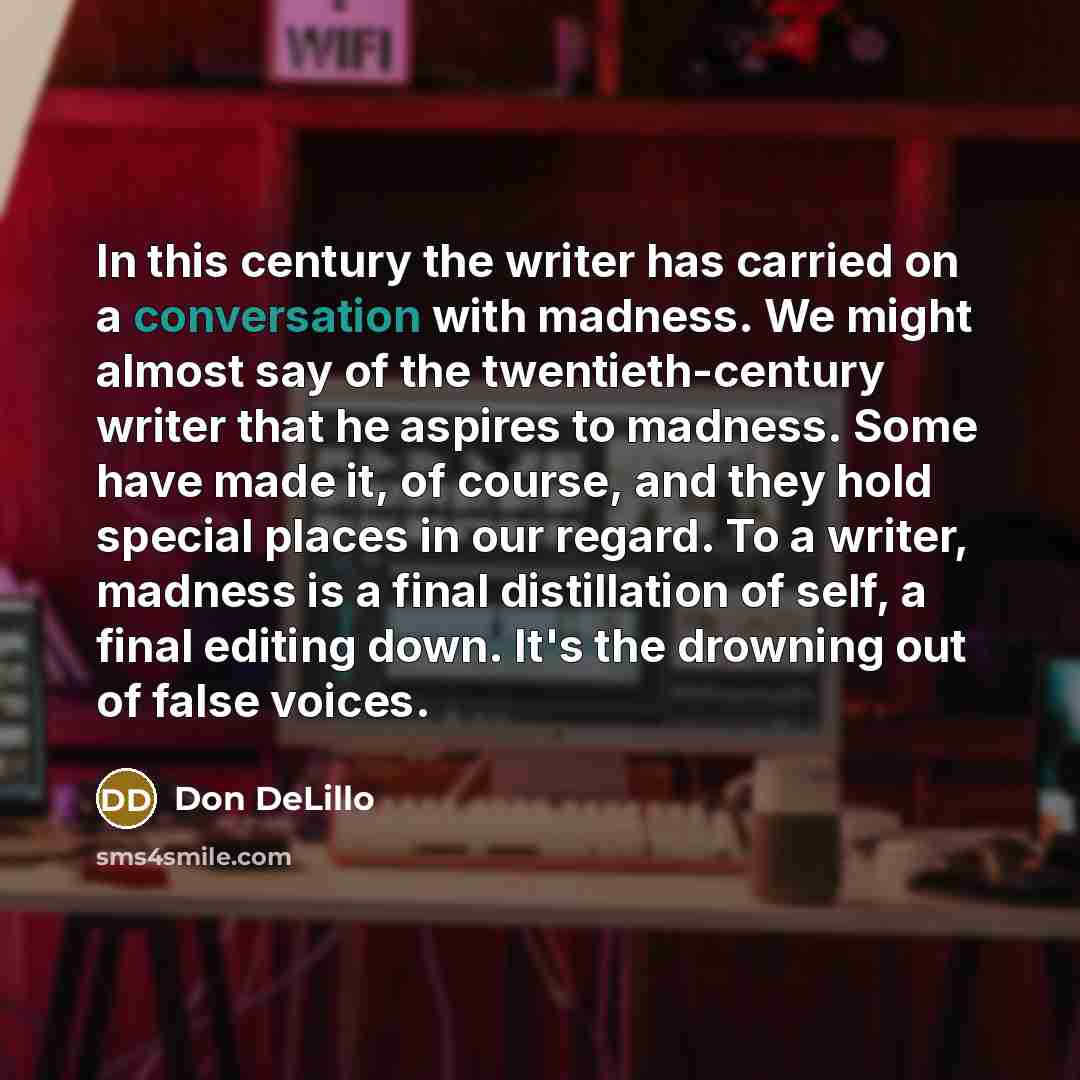 “In this century the writer has carried on a conversation…” quote by Don DeLillo