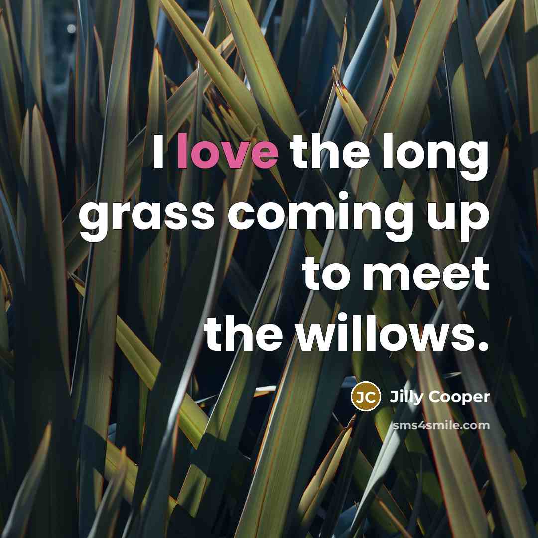 “I love the long grass coming up to meet the…” quote by Jilly Cooper