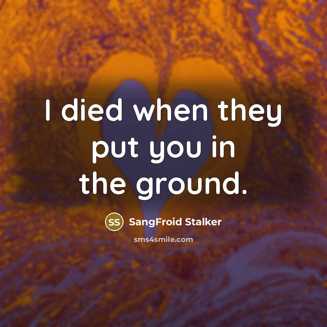 “I died when they put you in the ground.…” quote by SangFroid Stalker