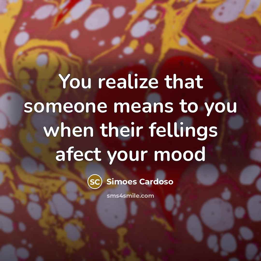 “You realize that someone means to you when their fellings afect your mood” quote by Simoes Cardoso