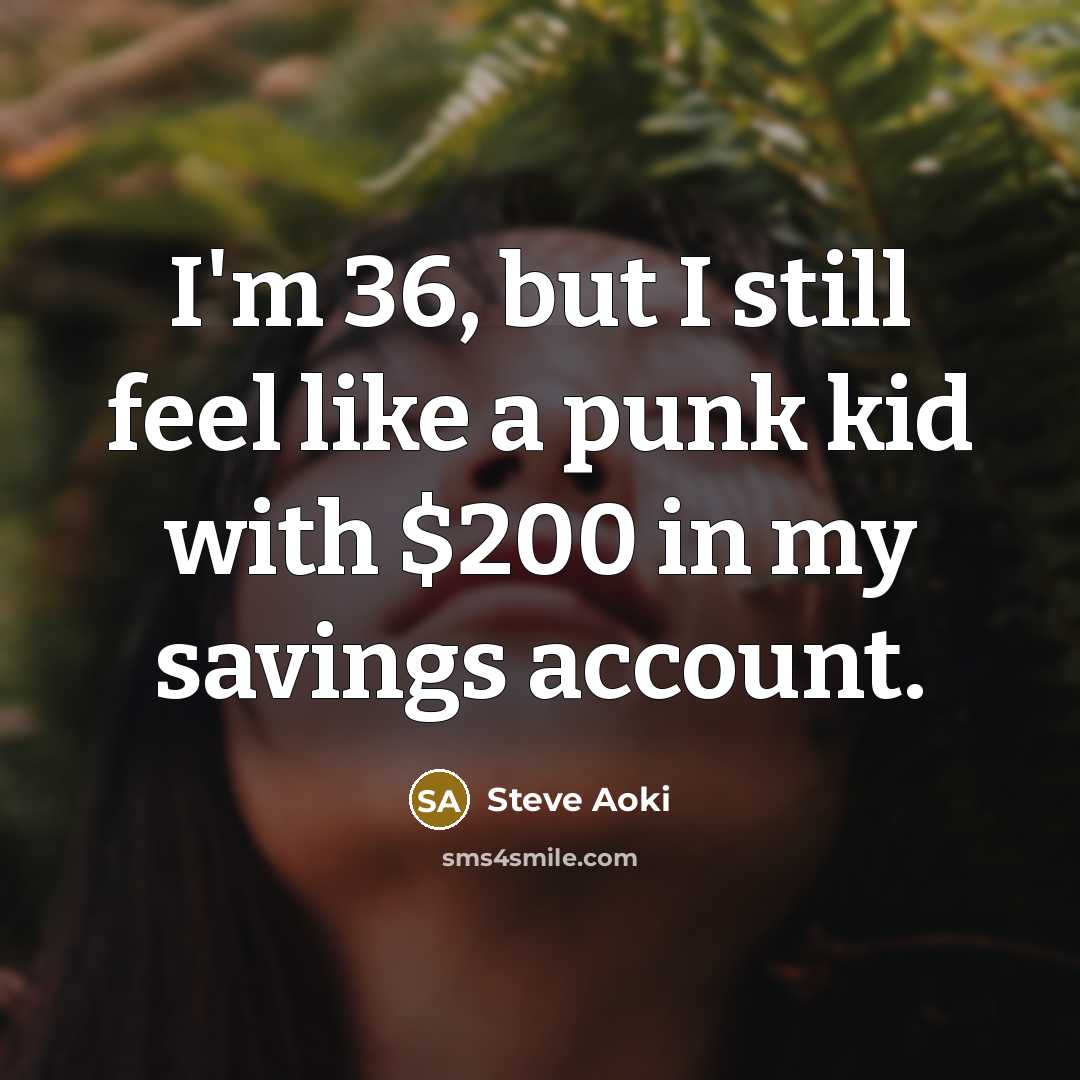 “I'm 36, but I still feel like a punk kid…” quote by Steve Aoki
