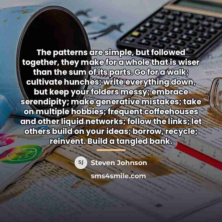“The patterns are simple, but followed together, they make for…” quote by Steven Johnson