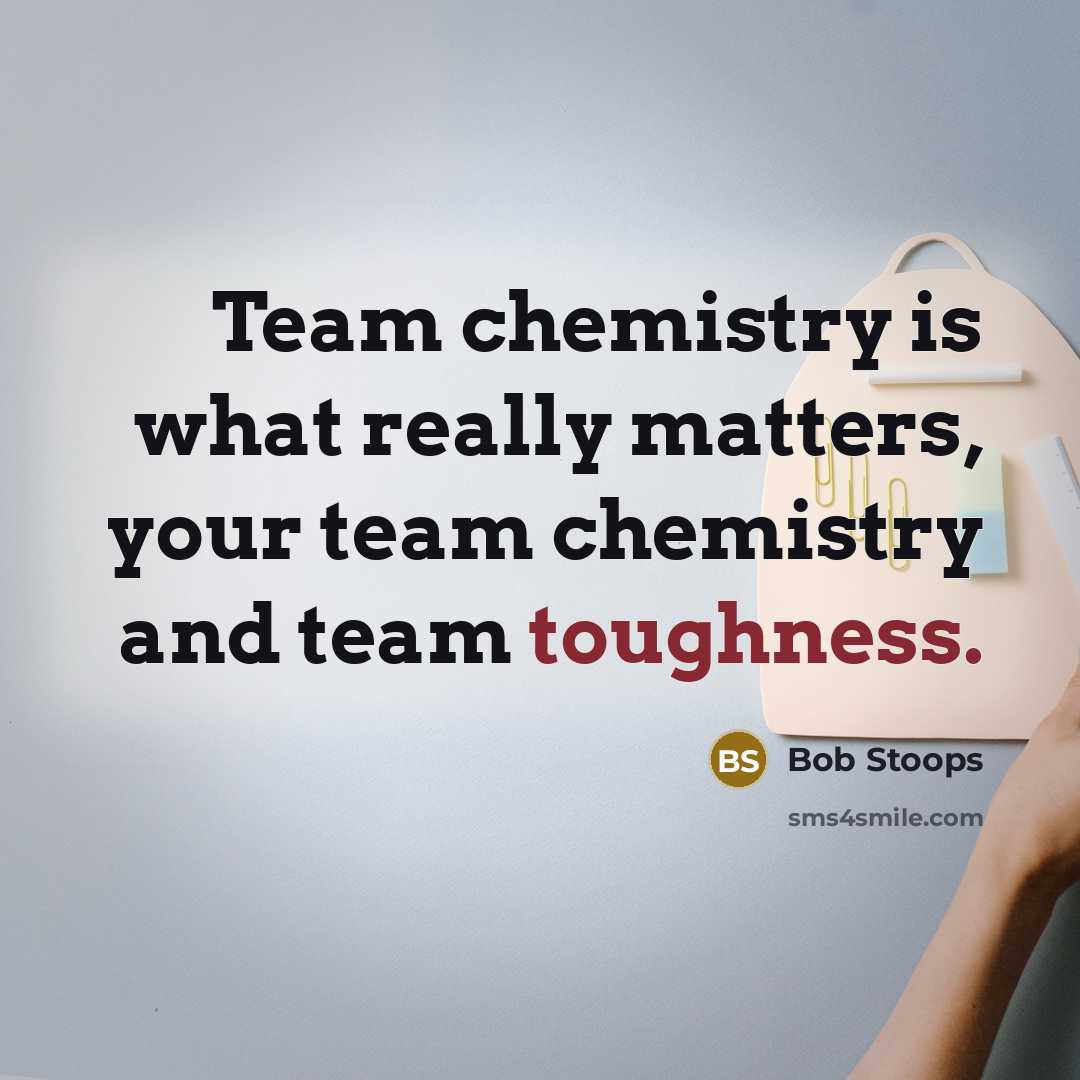 “Team chemistry is what really matters, your team chemistry and…” quote by Bob Stoops