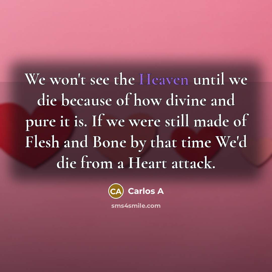 “We won't see the Heaven until we die because of…” quote by Carlos A