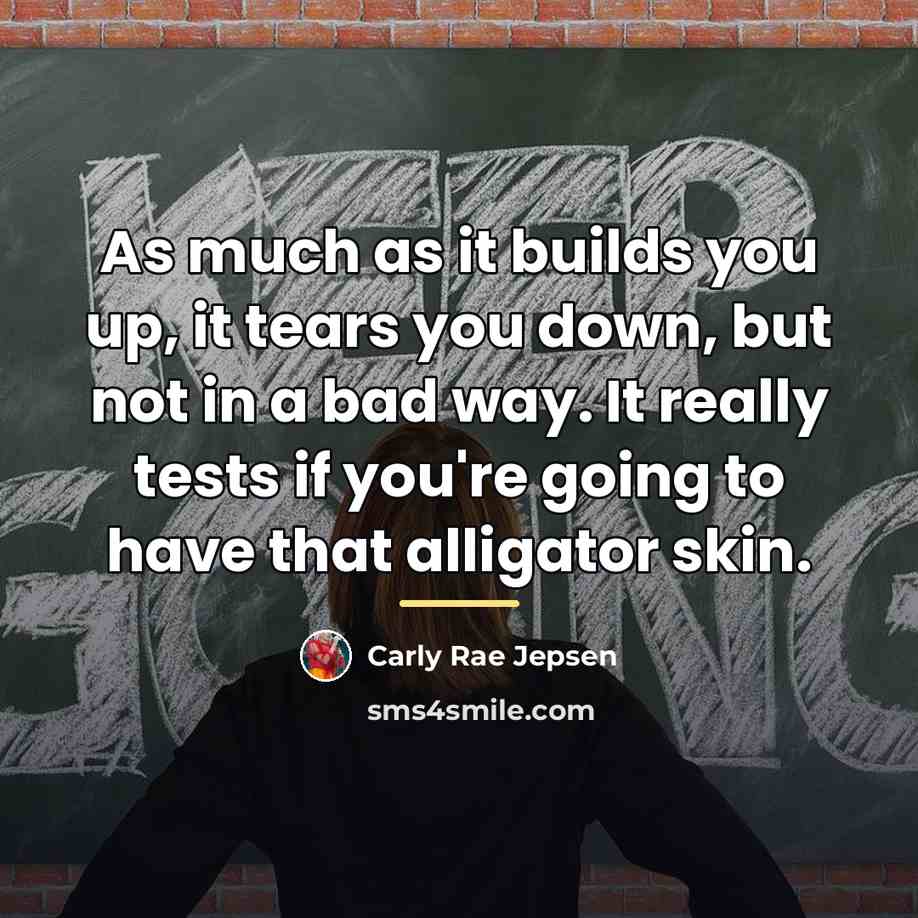 “As much as it builds you up, it tears you…” quote by Carly Rae Jepsen