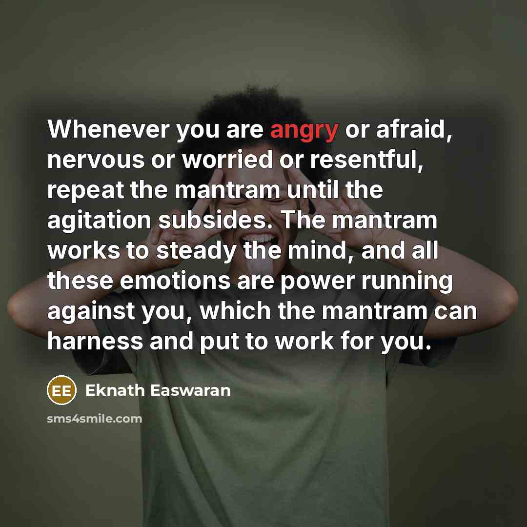 “Whenever you are angry or afraid, nervous or worried or…” quote by Eknath Easwaran