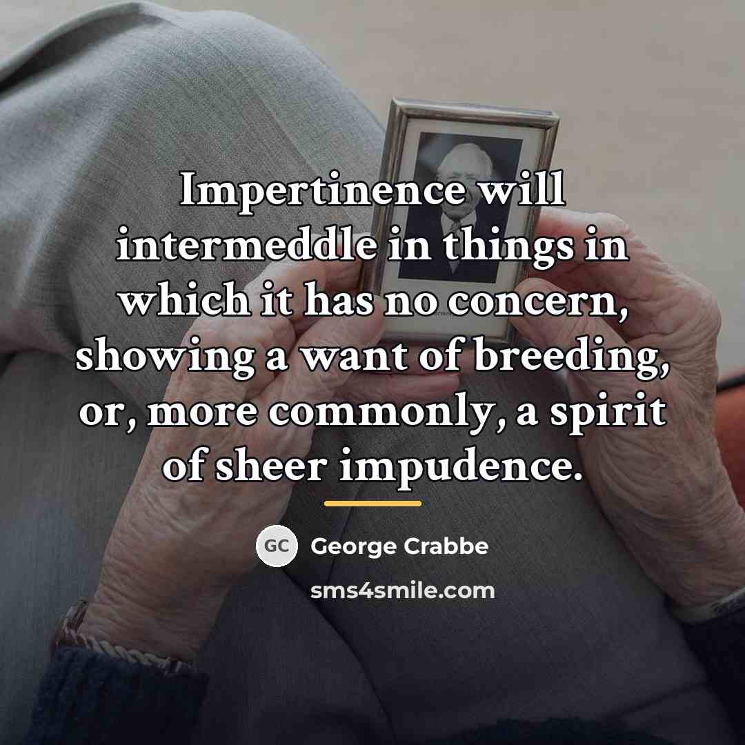 “Impertinence will intermeddle in things in which it has no…” quote by George Crabbe