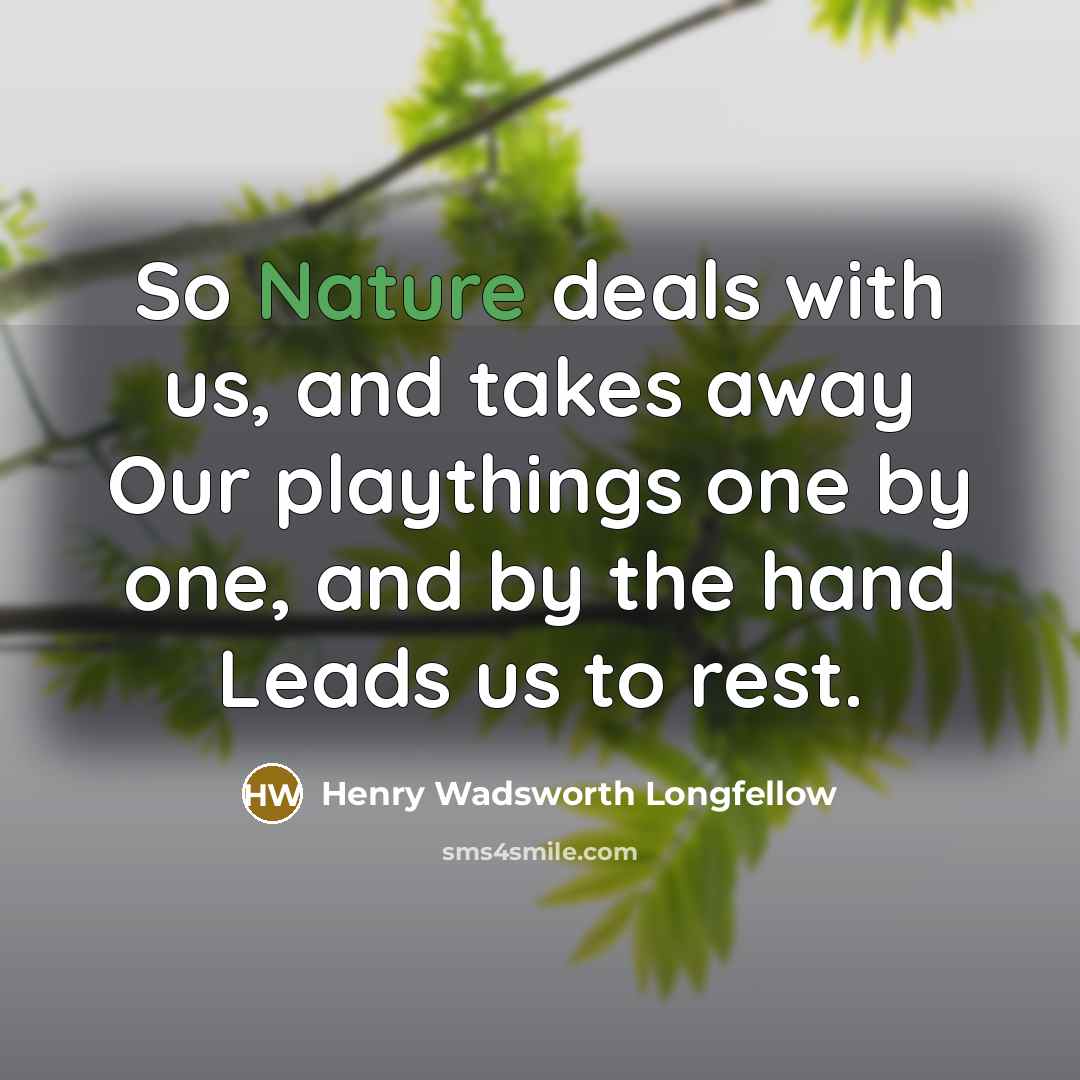 “So Nature deals with us, and takes away Our playthings…” quote by Henry Wadsworth Longfellow