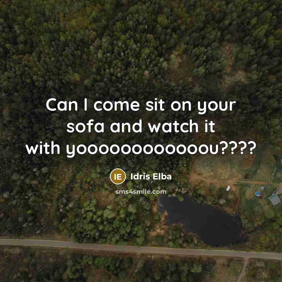 “Can I come sit on your sofa and watch it…” quote by Idris Elba