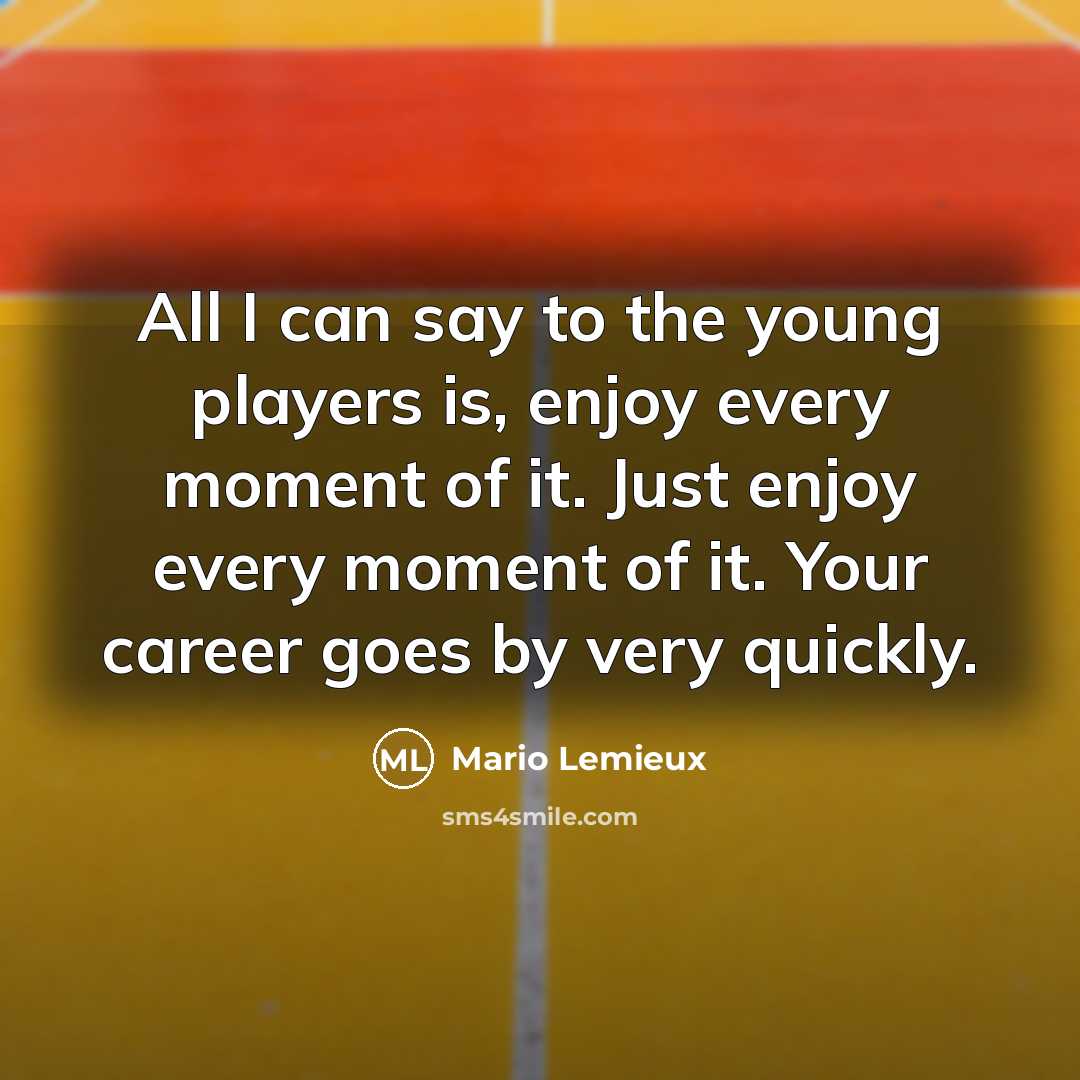“All I can say to the young players is, enjoy…” quote by Mario Lemieux