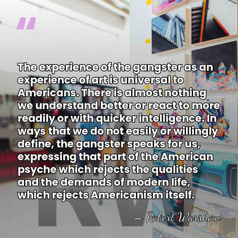 The experience of the gangster as an experience of art is universal&hellip; - Robert Warshow