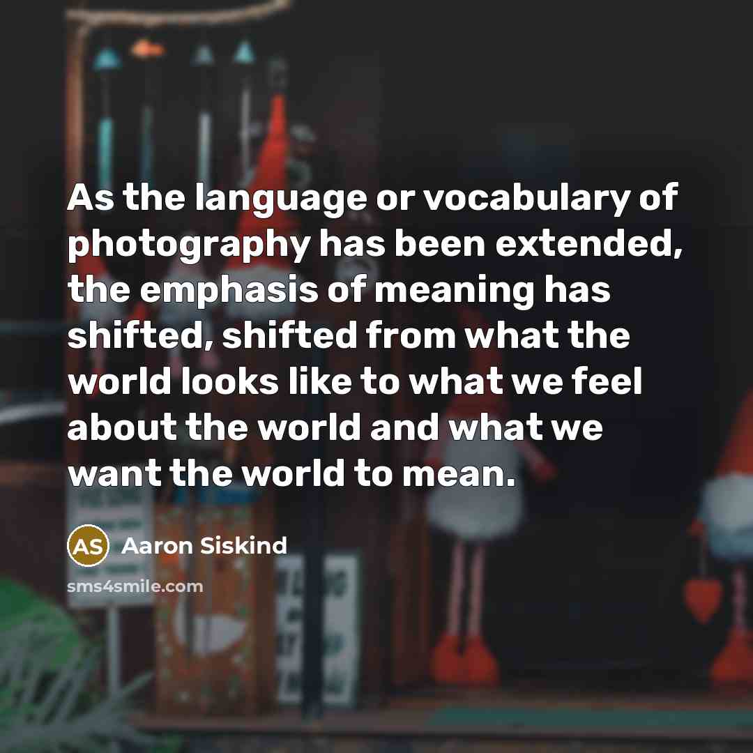 “As the language or vocabulary of photography has been extended,…” quote by Aaron Siskind