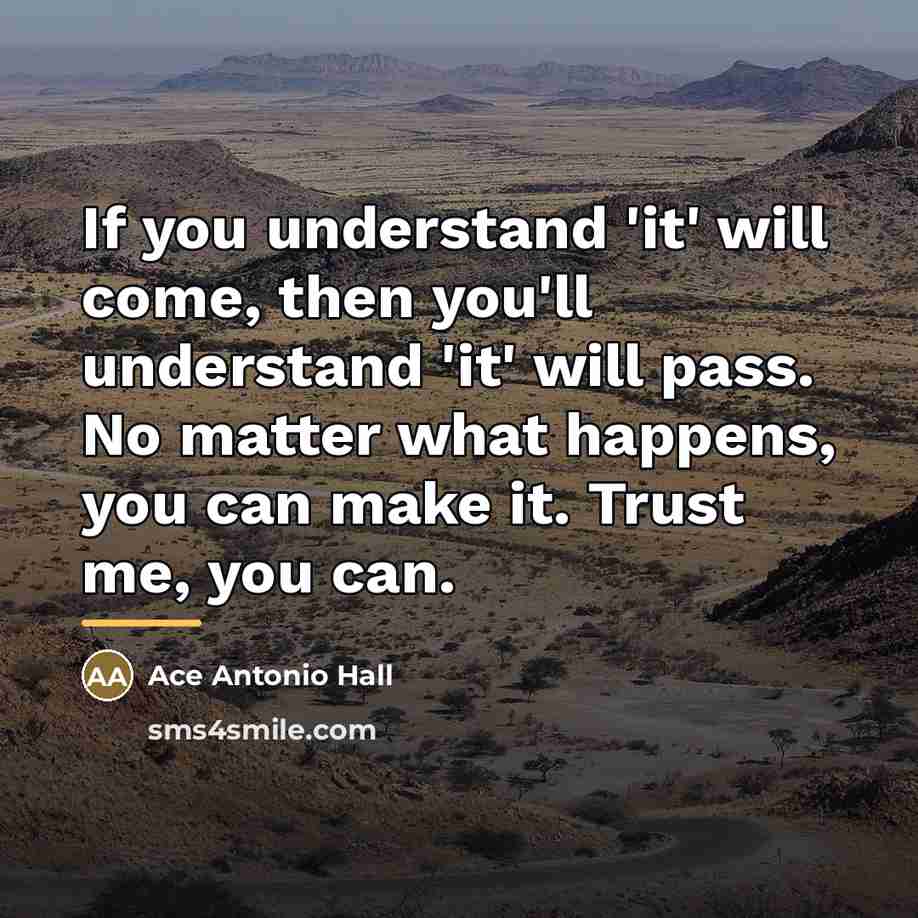 “If you understand 'it' will come, then you'll understand 'it'…” quote by Ace Antonio Hall
