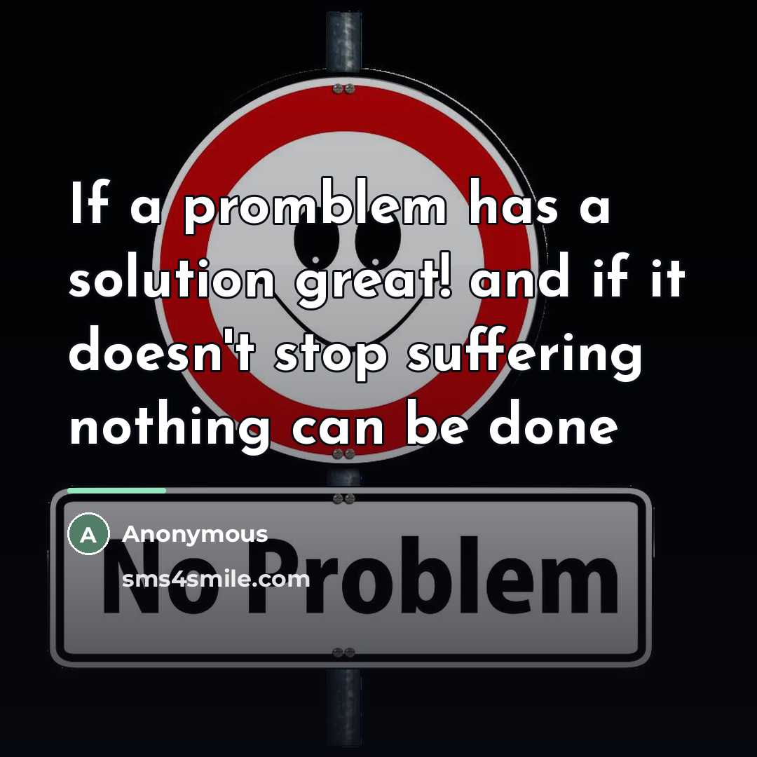 “If a promblem has a solution great! and if it…” quote by Anonymous