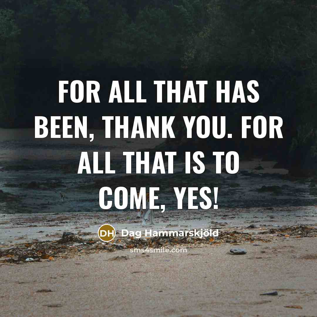 “For all that has been, Thank you. For all that is to come, Yes!” quote by Dag Hammarskjold