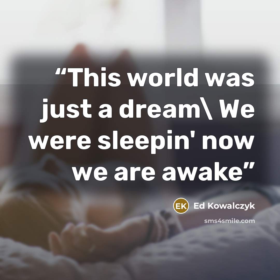 “This world was just a dream\ We were sleepin' now we are awake” quote by Ed Kowalczyk