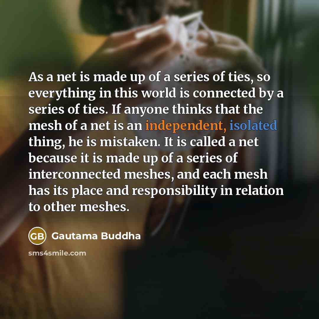 “As a net is made up of a series of…” quote by Gautama Buddha