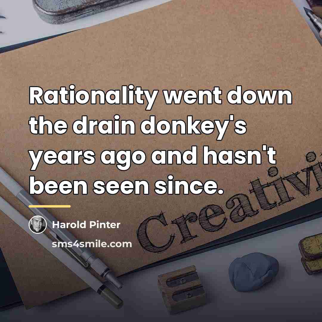 “Rationality went down the drain donkey's years ago and hasn't…” quote by Harold Pinter