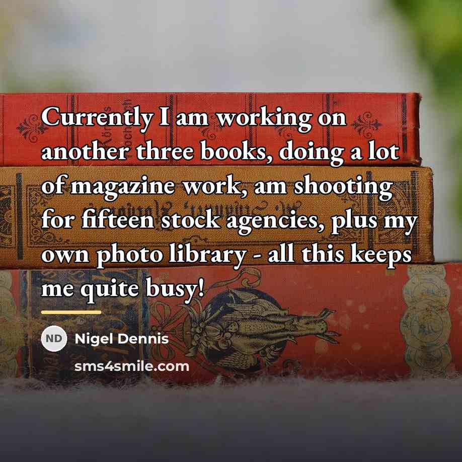 “Currently I am working on another three books, doing a…” quote by Nigel Dennis