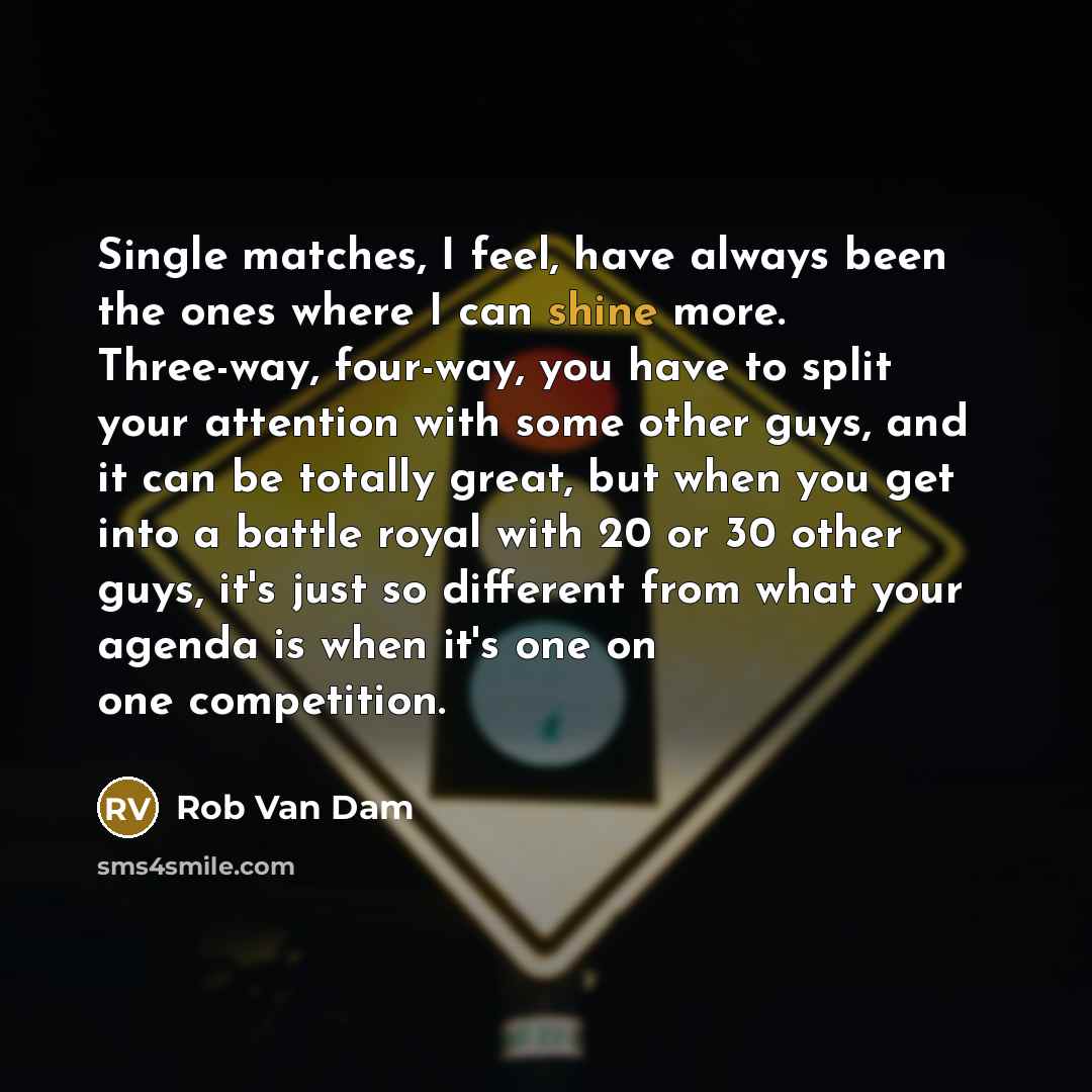 “Single matches, I feel, have always been the ones where…” quote by Rob Van Dam