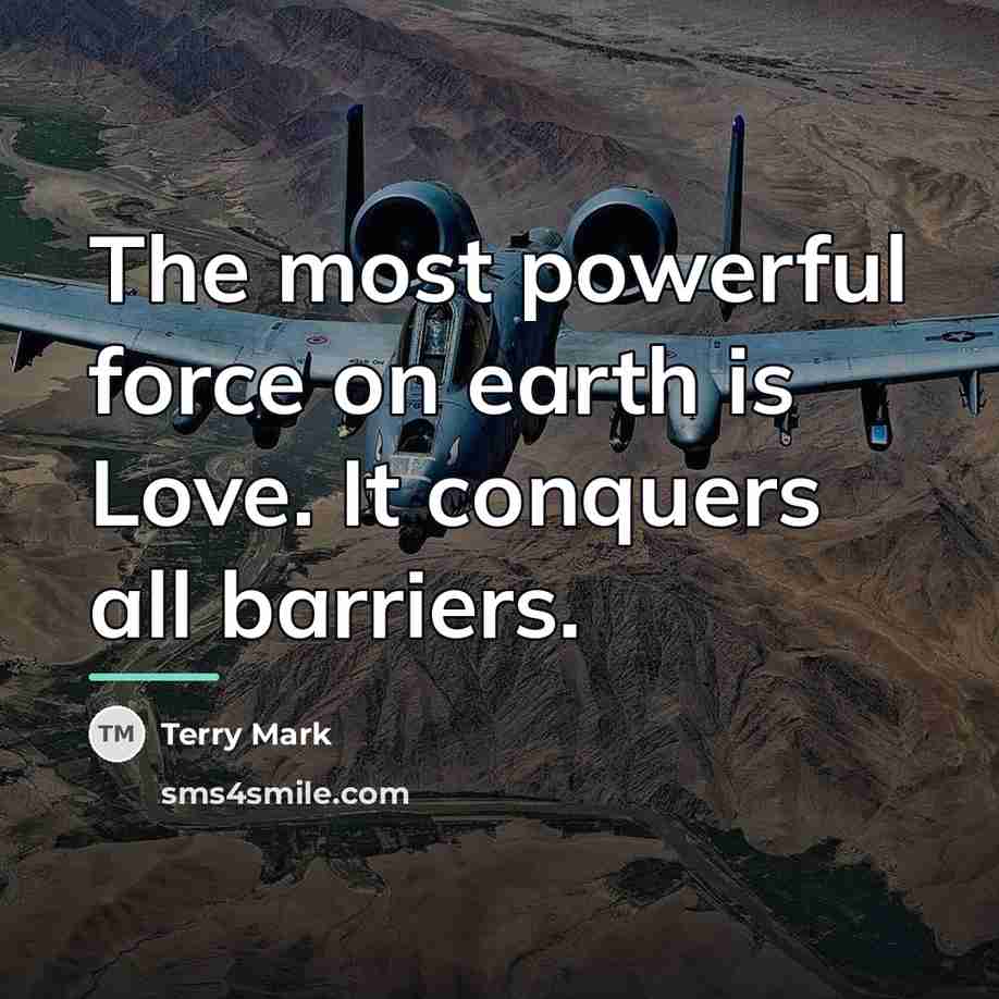 “The most powerful force on earth is Love. It conquers…” quote by Terry Mark