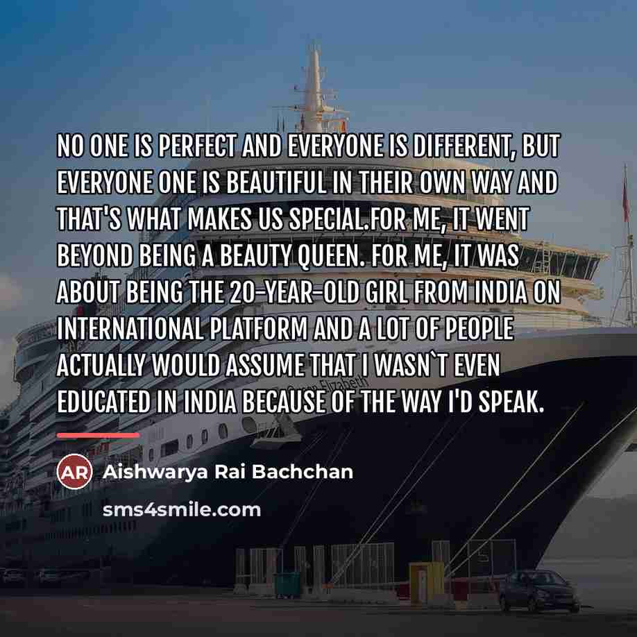 “No one is perfect and everyone is different, but everyone…” quote by Aishwarya Rai Bachchan