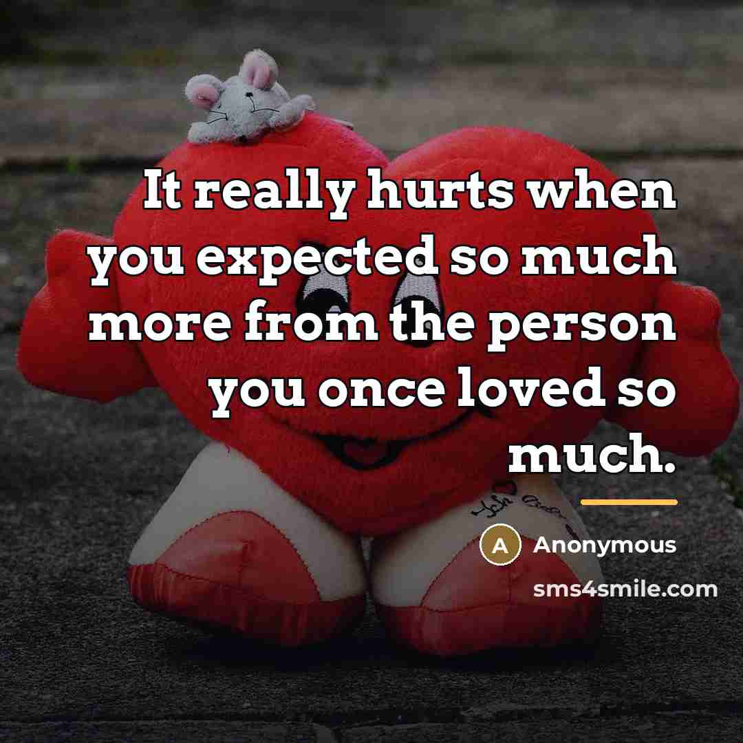 “It really hurts when you expected so much more from…” quote by Anonymous