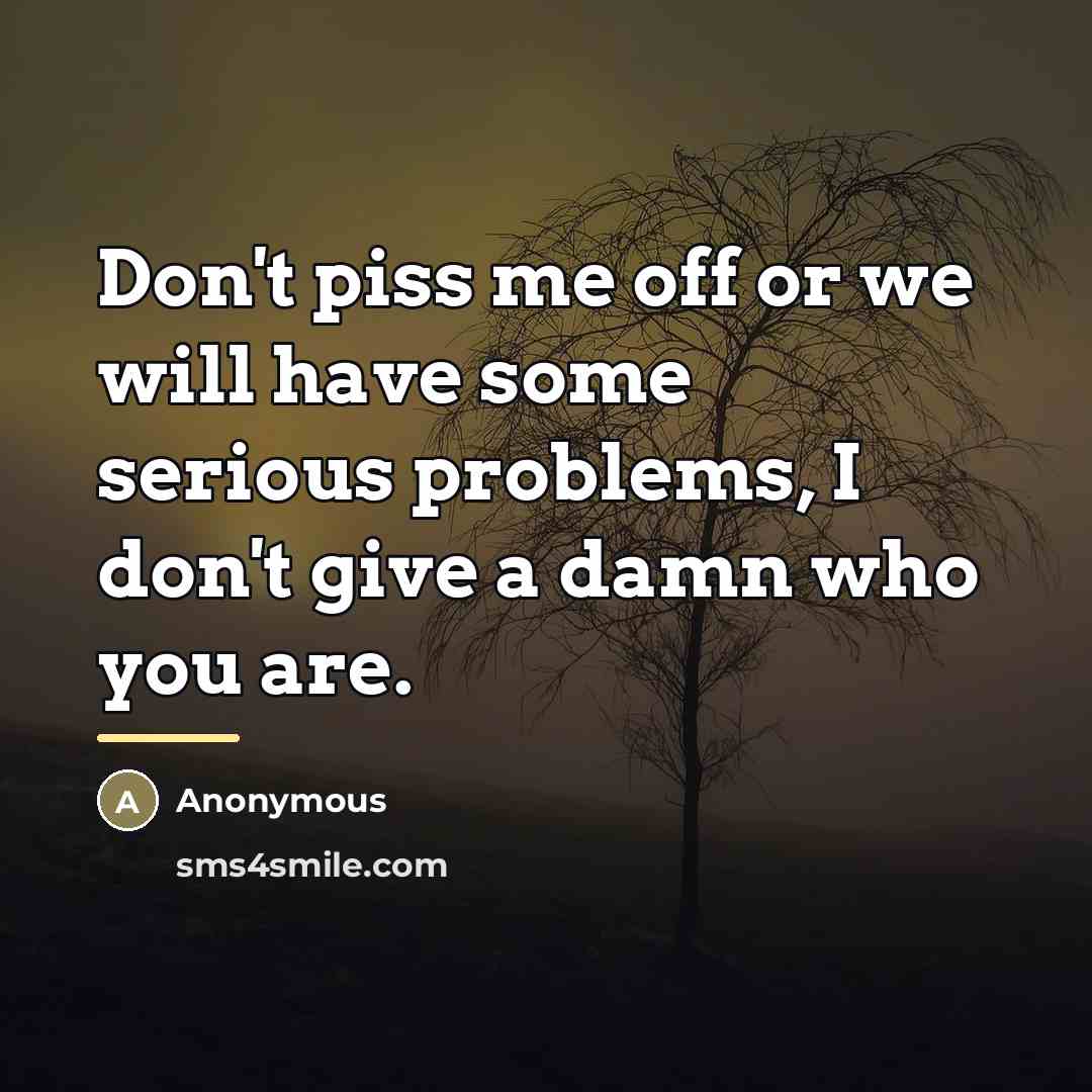 “Don't piss me off or we will have some serious…” quote by Anonymous