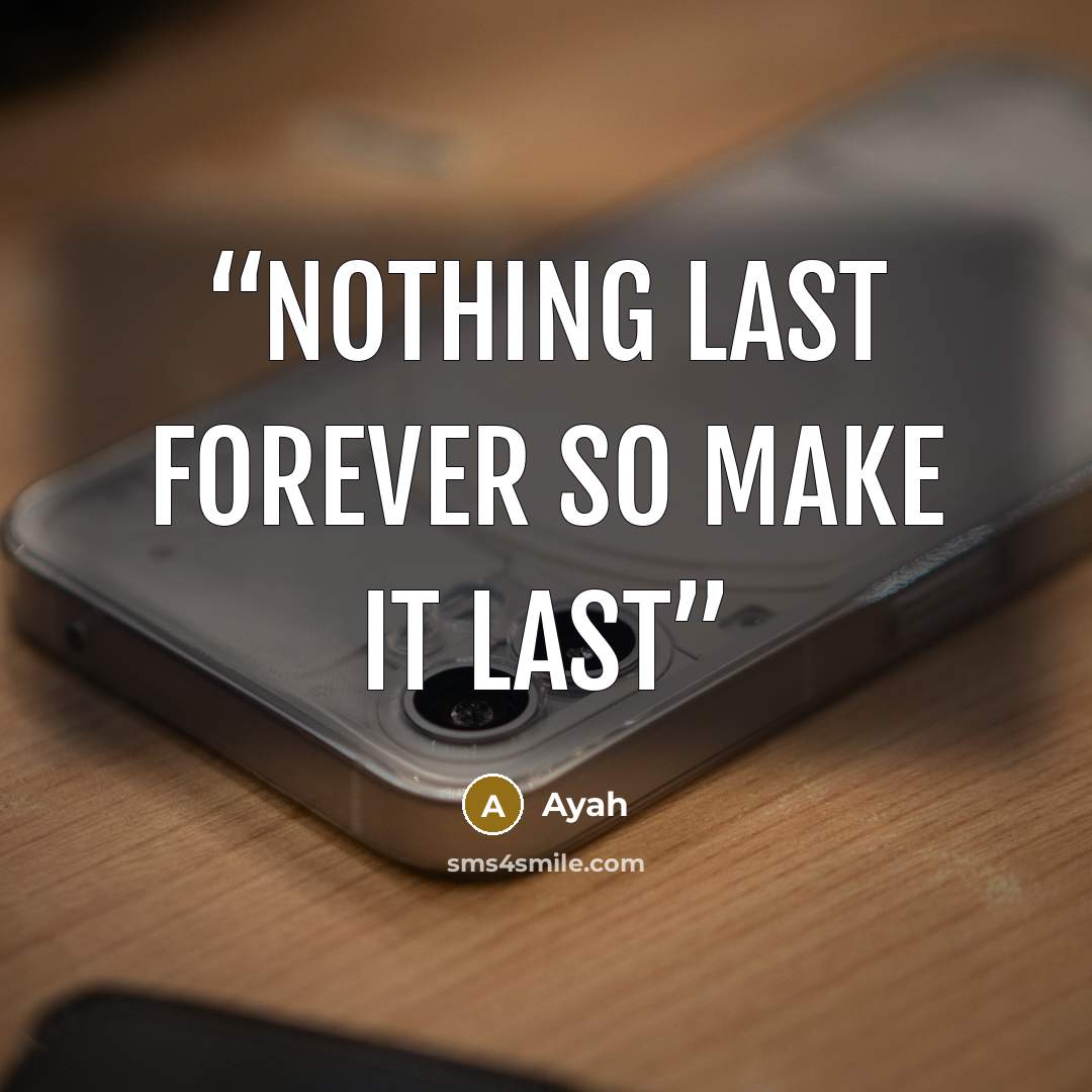 “Nothing last forever so make it last” quote by Ayah