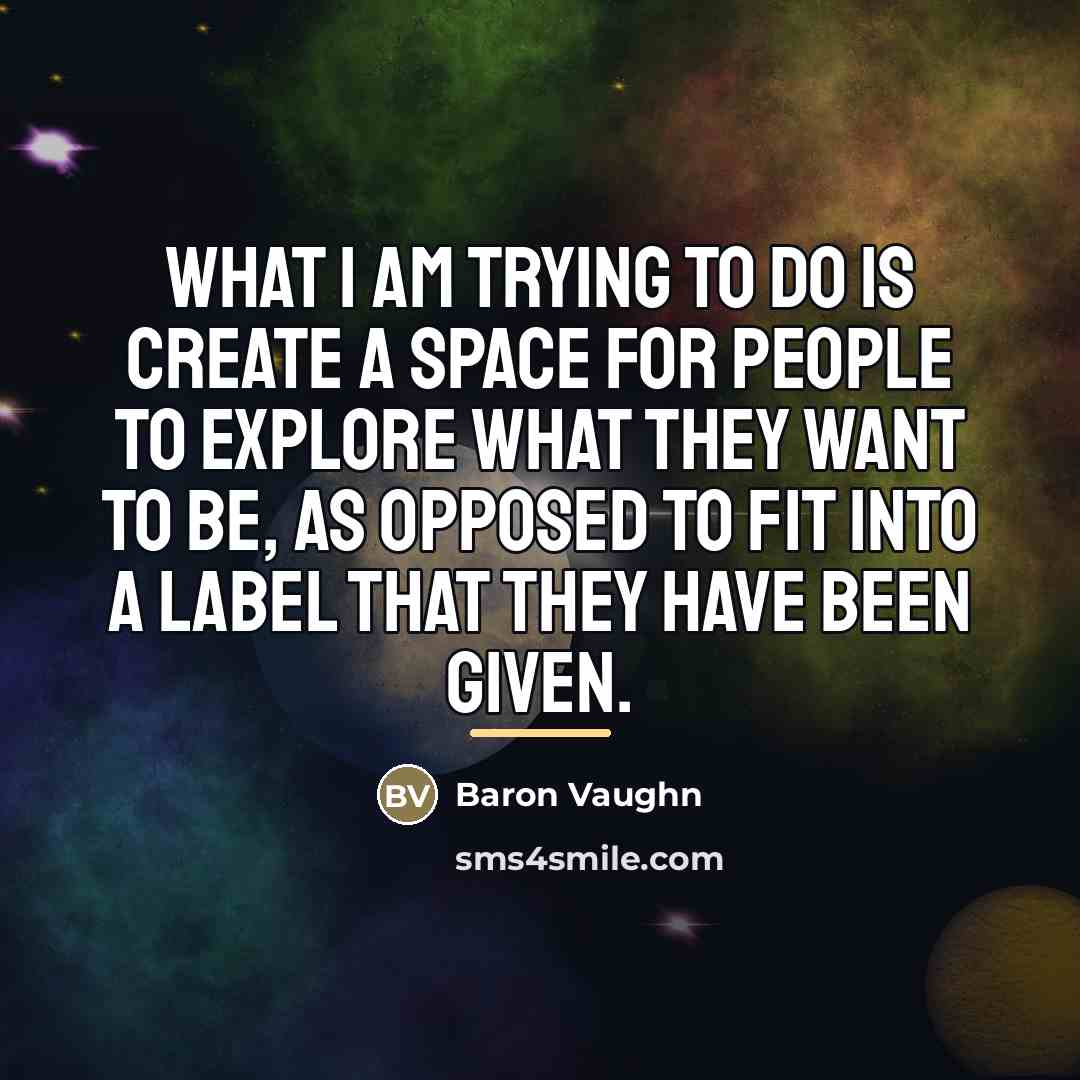 “What I am trying to do is create a space…” quote by Baron Vaughn