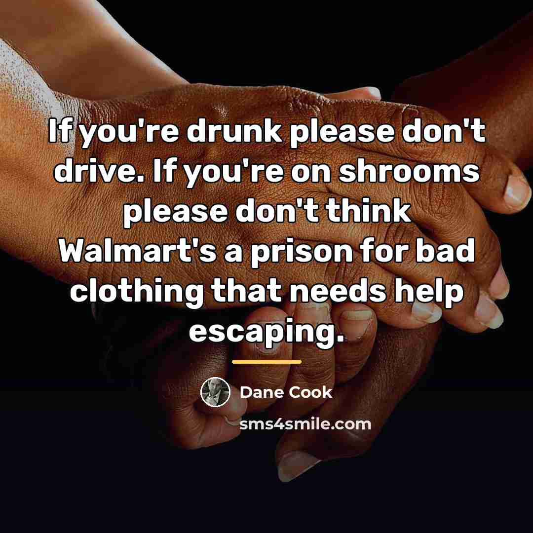 “If you're drunk please don't drive. If you're on shrooms…” quote by Dane Cook