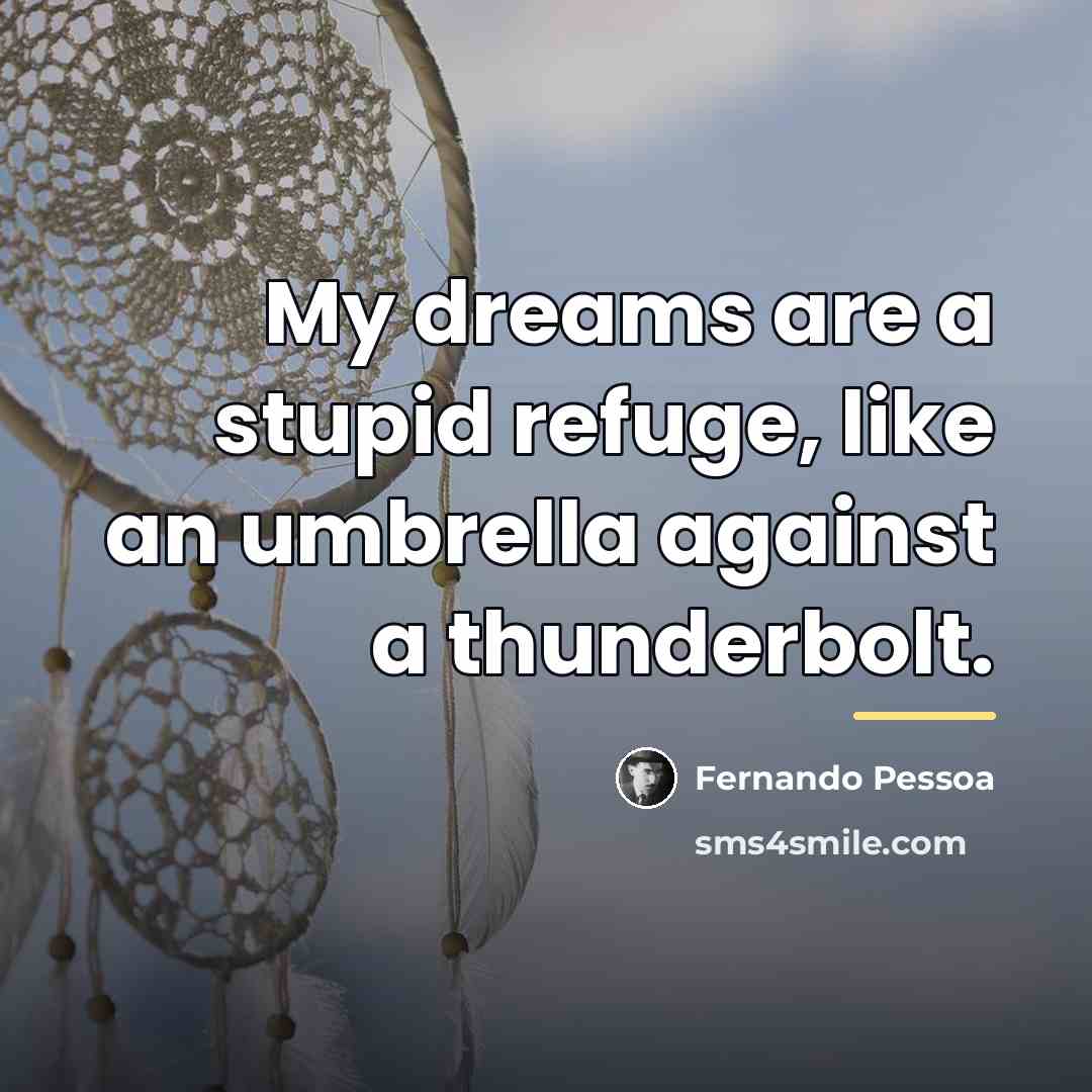 “My dreams are a stupid refuge, like an umbrella against…” quote by Fernando Pessoa