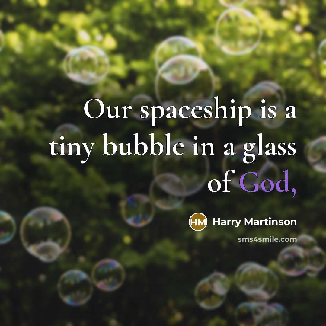 “Our spaceship is a tiny bubble in a glass of God,” quote by Harry Martinson