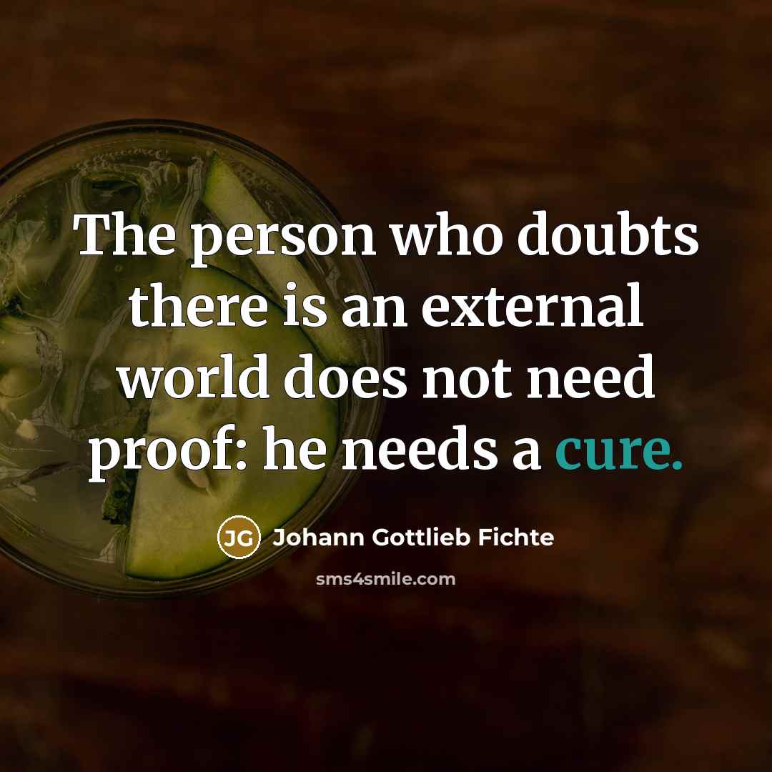 “The person who doubts there is an external world does…” quote by Johann Gottlieb Fichte