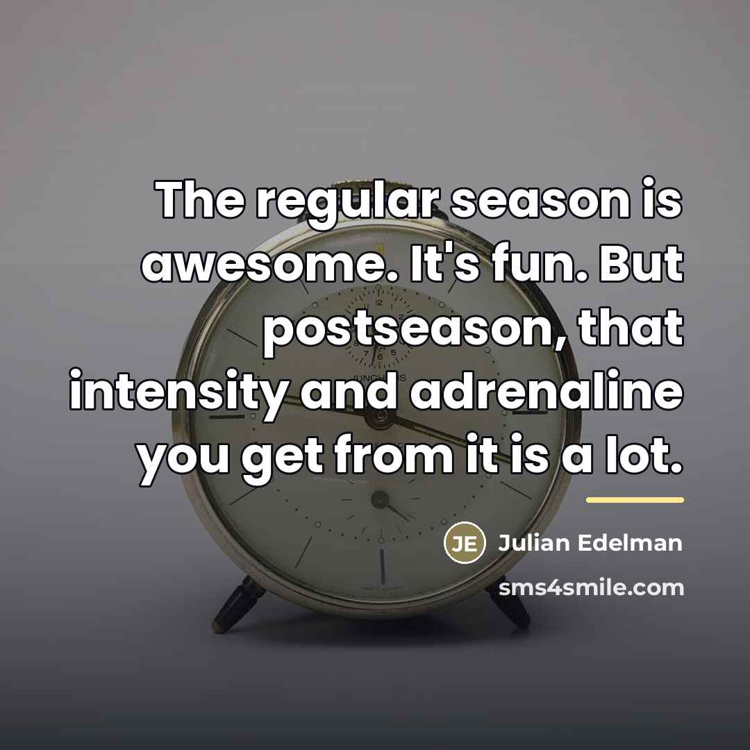 “The regular season is awesome. It's fun. But postseason, that…” quote by Julian Edelman