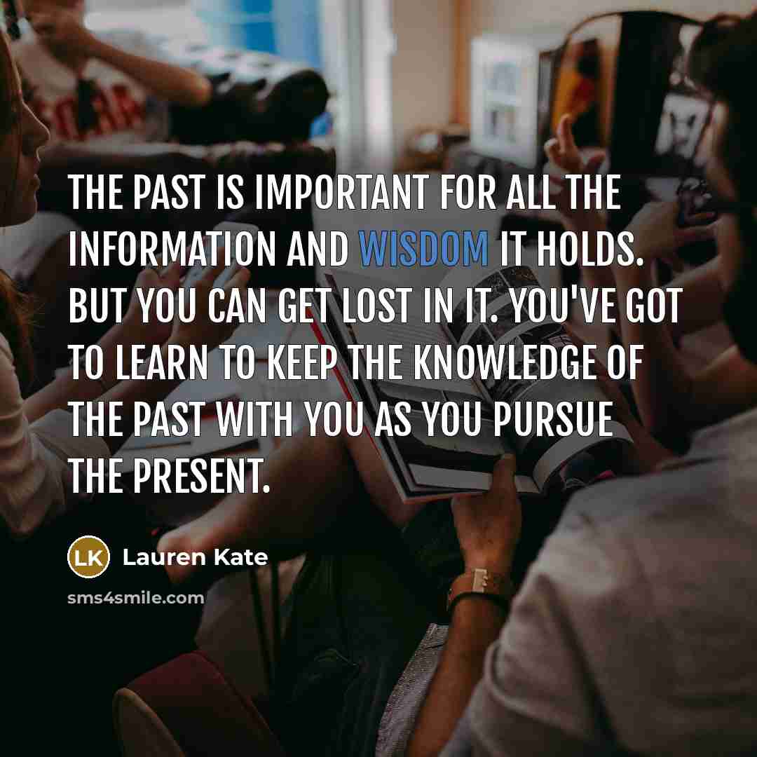 “The past is important for all the information and wisdom…” quote by Lauren Kate