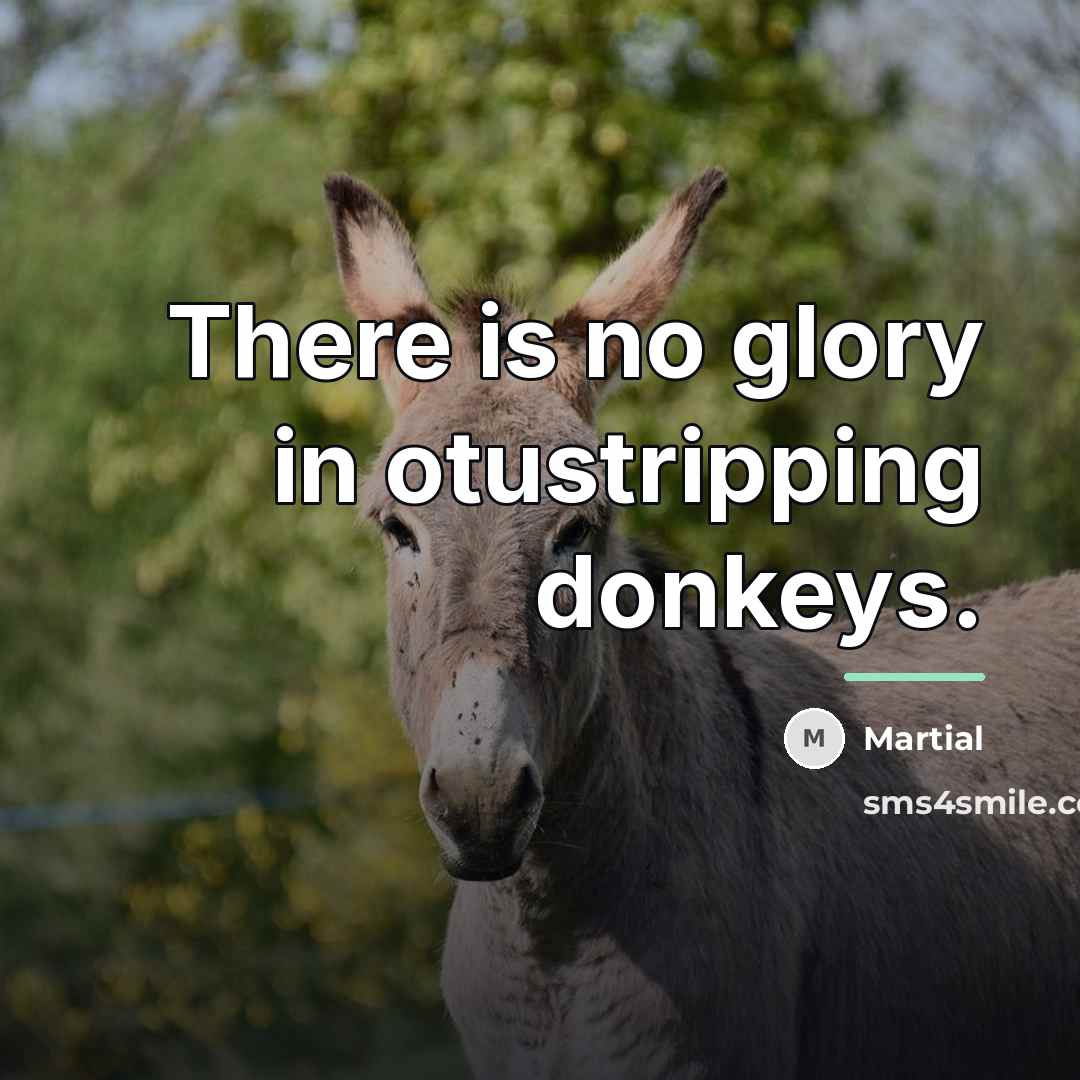 “There is no glory in otustripping donkeys.…” quote by Martial