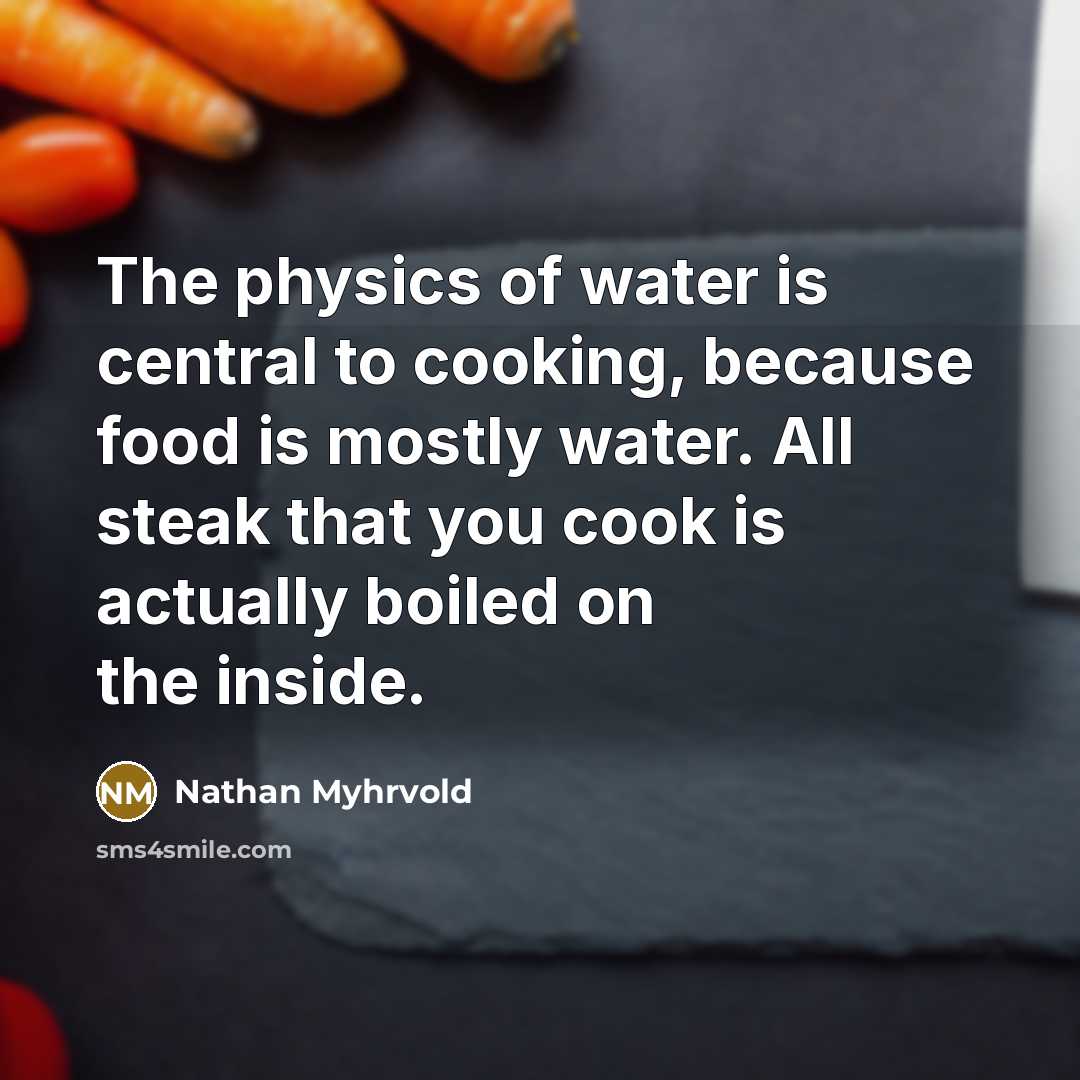 “The physics of water is central to cooking, because food…” quote by Nathan Myhrvold