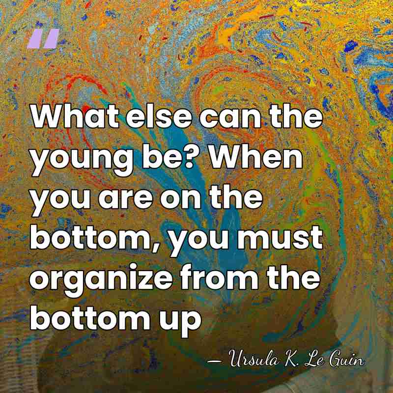 What else can the young be? When you are on the bottom,&hellip; - Ursula K. Le Guin