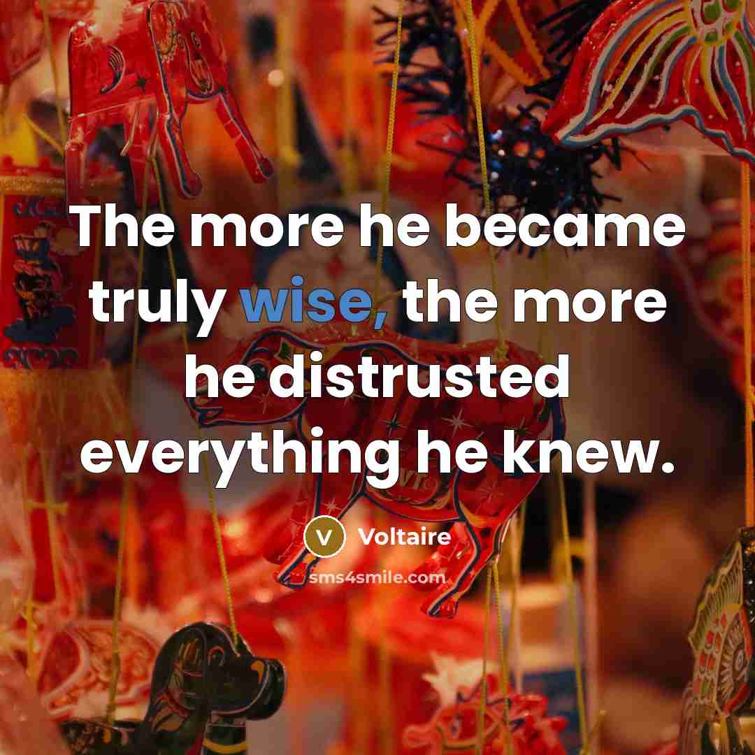 “The more he became truly wise, the more he distrusted…” quote by Voltaire