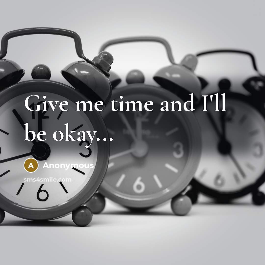 “Give me time and I'll be okay...” quote by Anonymous