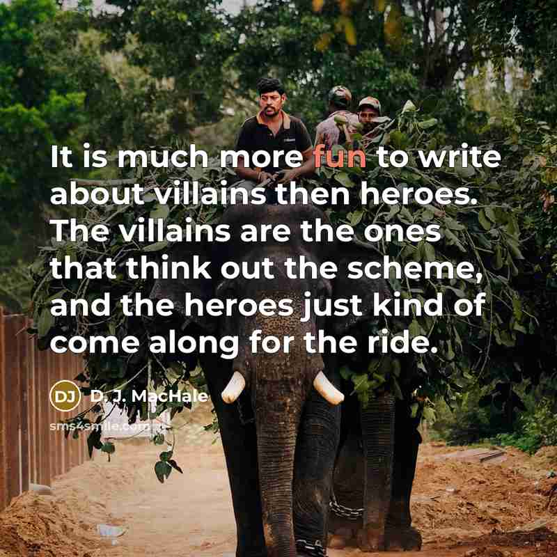 “It is much more fun to write about villains then…” quote by D. J. MacHale