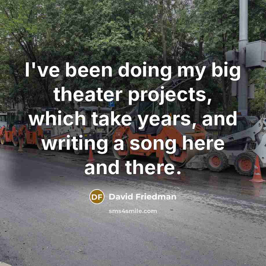 “I've been doing my big theater projects, which take years,…” quote by David Friedman