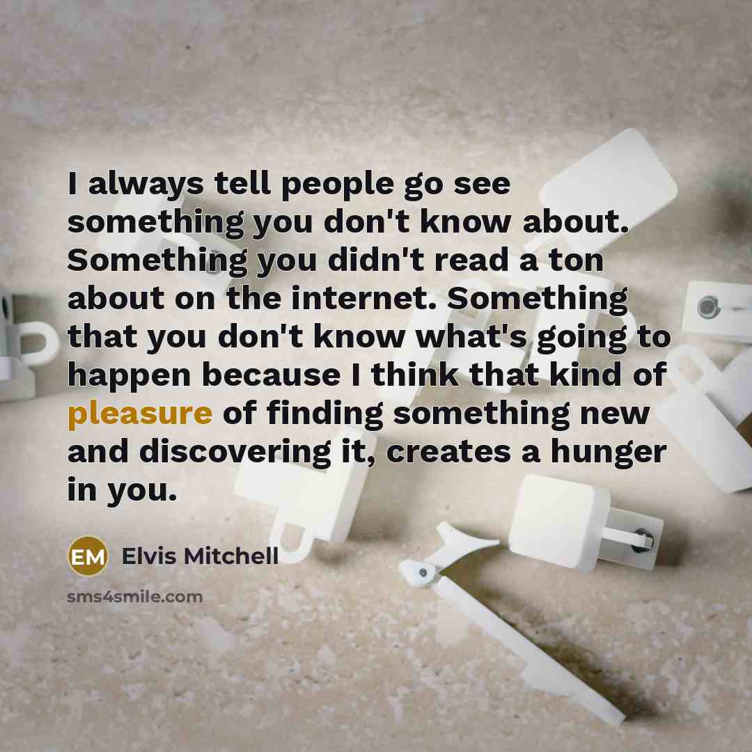 “I always tell people go see something you don't know…” quote by Elvis Mitchell