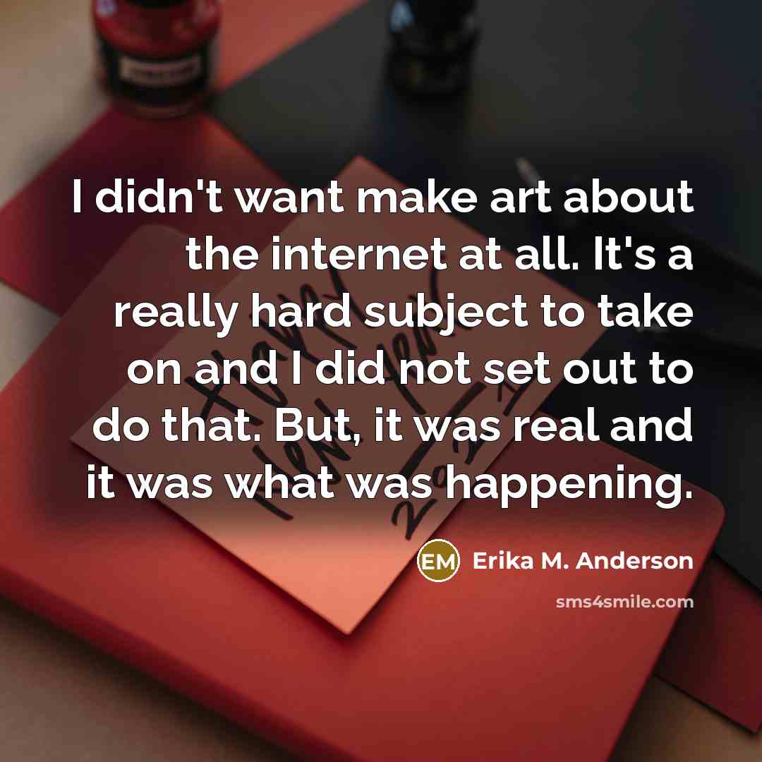“I didn't want make art about the internet at all.…” quote by Erika M. Anderson