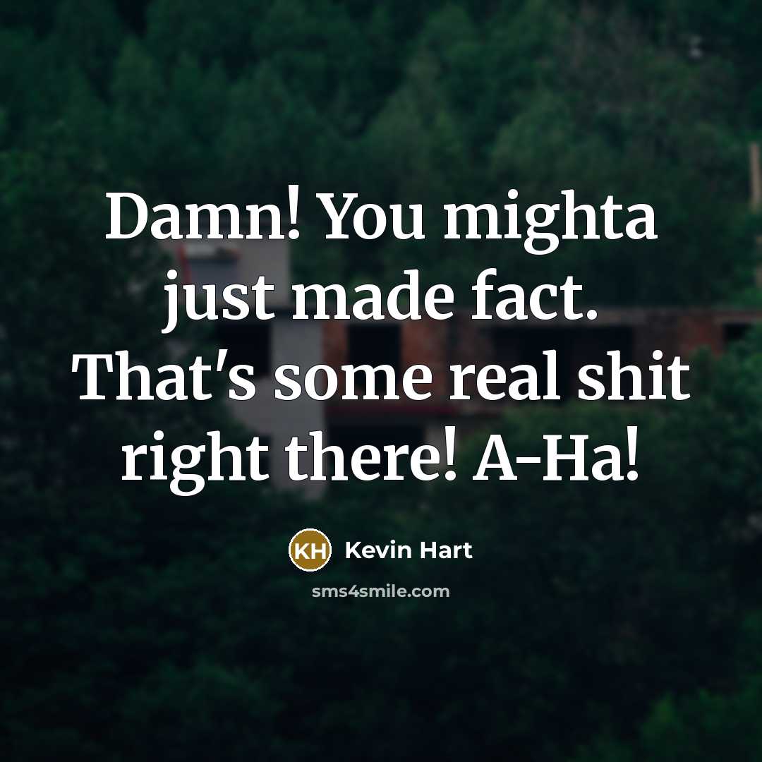 “Damn! You mighta just made fact. That's some real shit…” quote by Kevin Hart