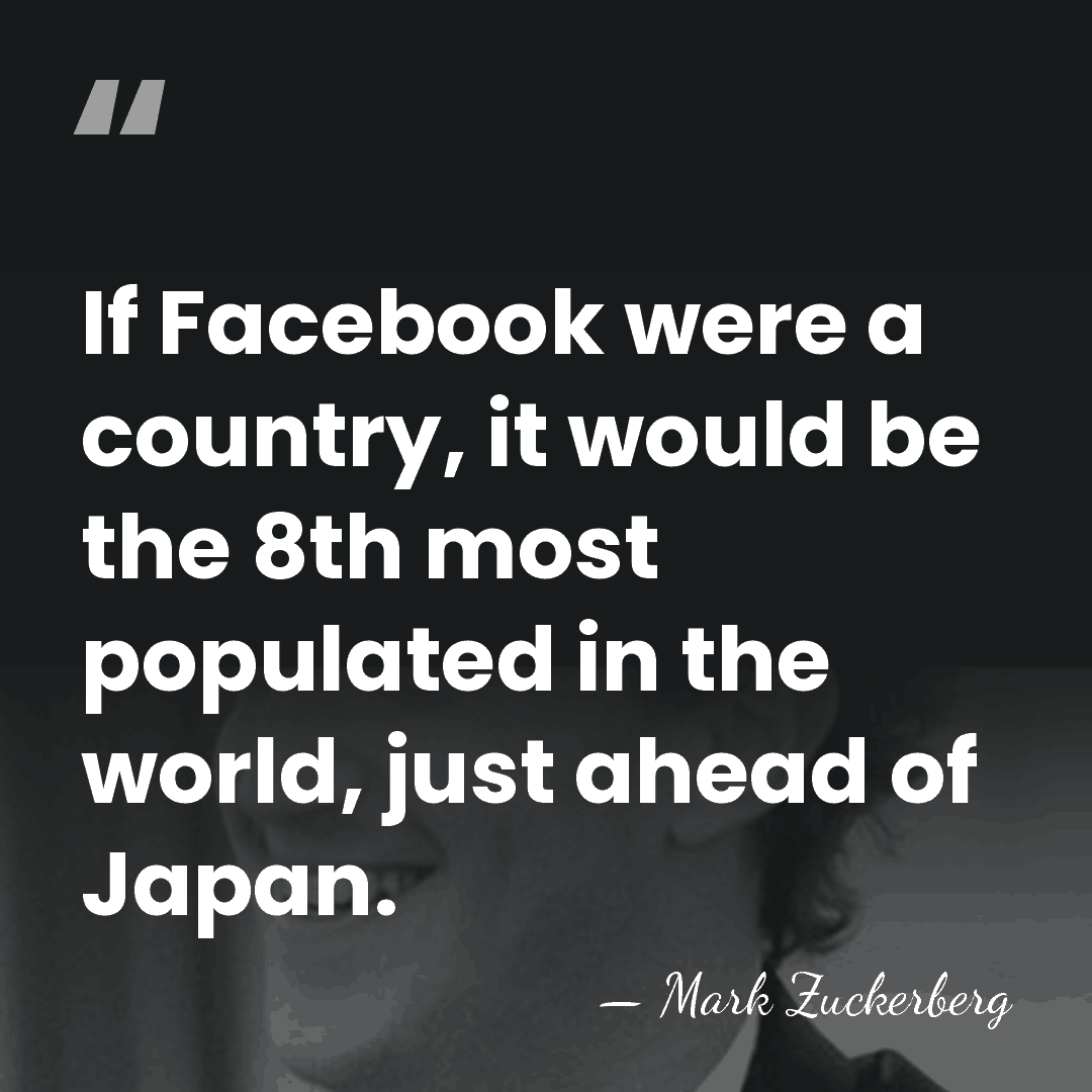 If Facebook were a country, it would be the 8th most populated&hellip; - Mark Zuckerberg
