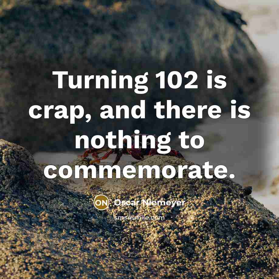 “Turning 102 is crap, and there is nothing to commemorate.” quote by Oscar Niemeyer