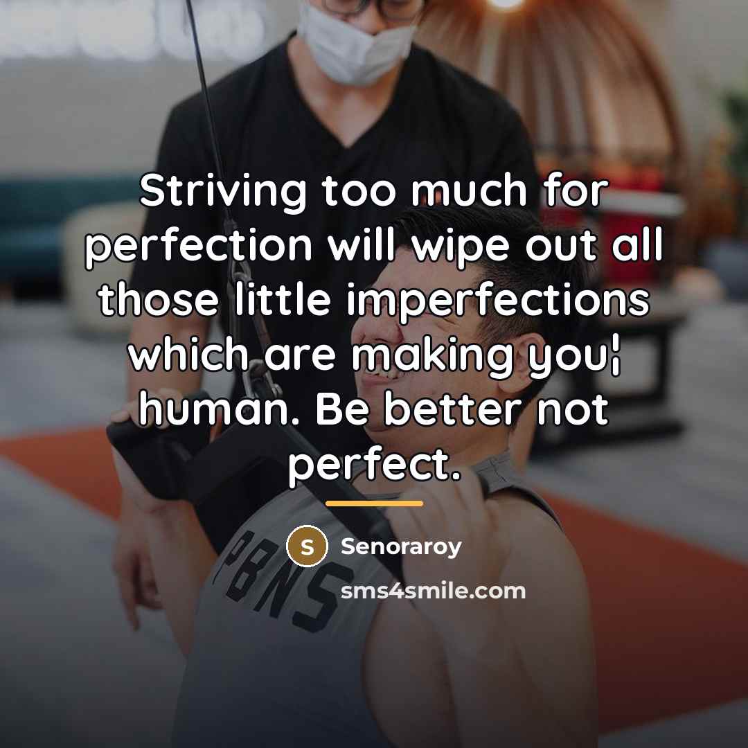 “Striving too much for perfection will wipe out all those…” quote by Senoraroy