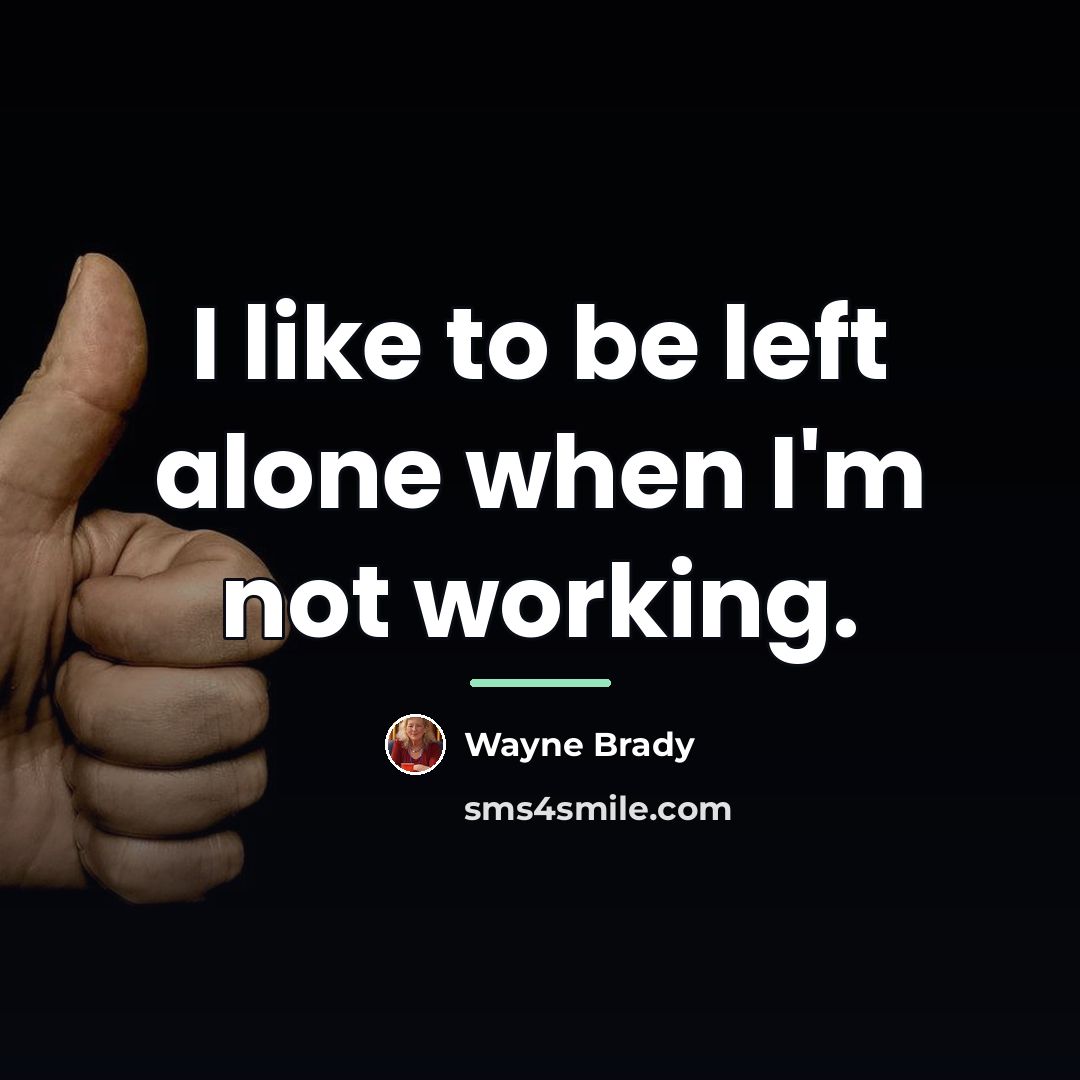 “I like to be left alone when I'm not working.…” quote by Wayne Brady